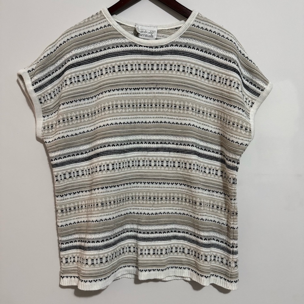Vintage Wardrobe Essentials Women's Short Sleeve Knit Top - Black, Gray, Cream